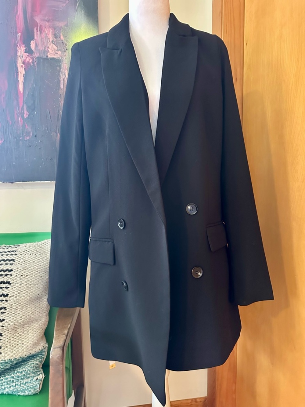 Over Sized Double-Breasted Black Blazer